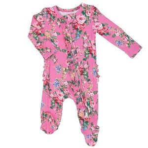 Angel Dear Dream Cottage Floral 2-Way Ruffle Zipper Footie